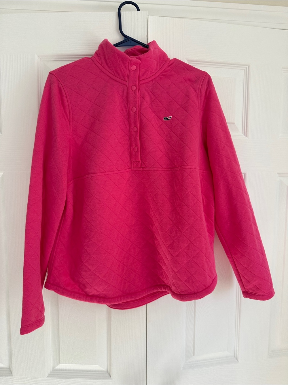 Vineyard Vines Hot Pink Quilted Snap Turtleneck Pullover